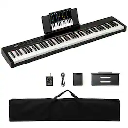 Resenkos - 88-Key Velocity-Sensitive Keyboard with Premium Audio Sound Source - Black