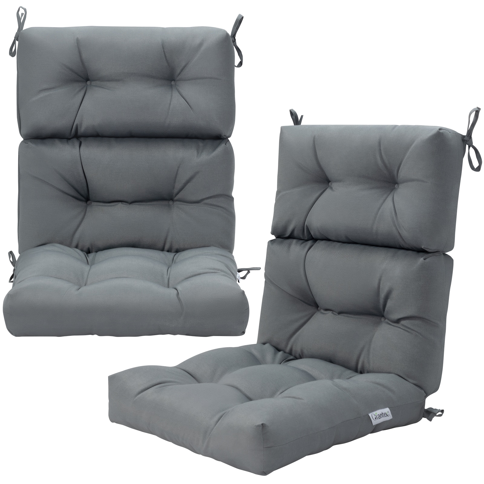 Costway - 2 PCS Outdoor Back Chair Cushion Tufted Pillow Patio Seating Pad - Gray