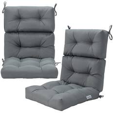 Front. Costway - Costway 2 PCS Outdoor Back Chair Cushion Tufted Pillow Patio Seating Pad - Gray.