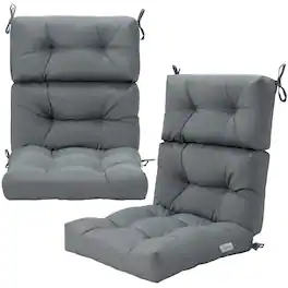 Costway - 2 PCS Outdoor Back Chair Cushion Tufted Pillow Patio Seating Pad - Gray