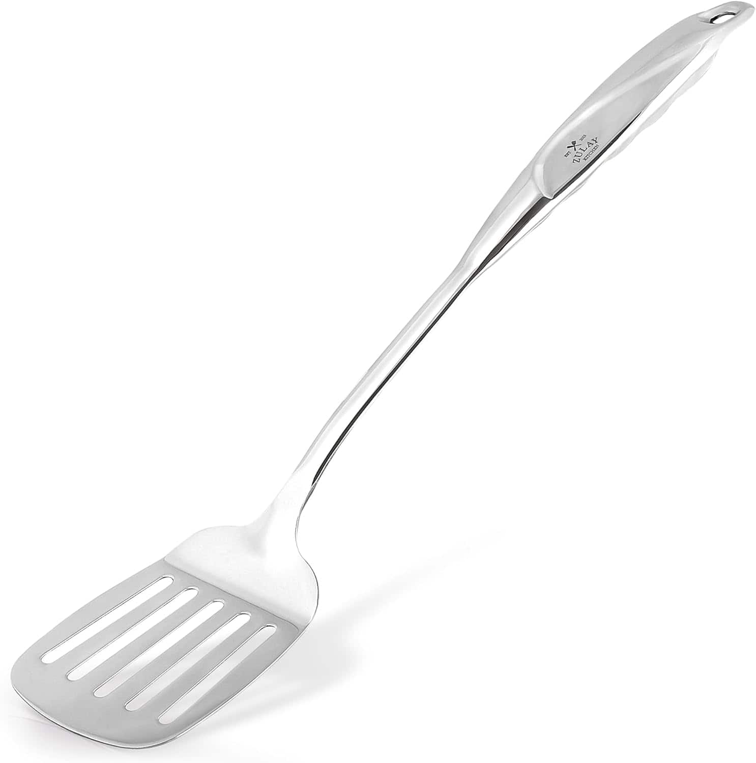 Zulay Kitchen - Stainless Steel Slotted Turner - 14.8 Inch Heat-Resistant Metal Spatula for Cooking, Frying & Grilling - Silver