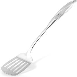 Zulay Kitchen - Stainless Steel Slotted Turner - 14.8 Inch Heat-Resistant Metal Spatula for Cooking, Frying & Grilling - Silver