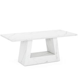 Kadyn - Study Writing Desk, Computer Desk,63" Wood Computer Desk, Faux Marble Executive Desk Office Desk - White