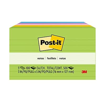 "Post-it - Notes, 3"" x 5"", Floral Fantasy Collection, Lined, 100 Sheet/Pad, 5 Pads/Pack (635-5AU) - Multicolor" price history on PriceWatchPro