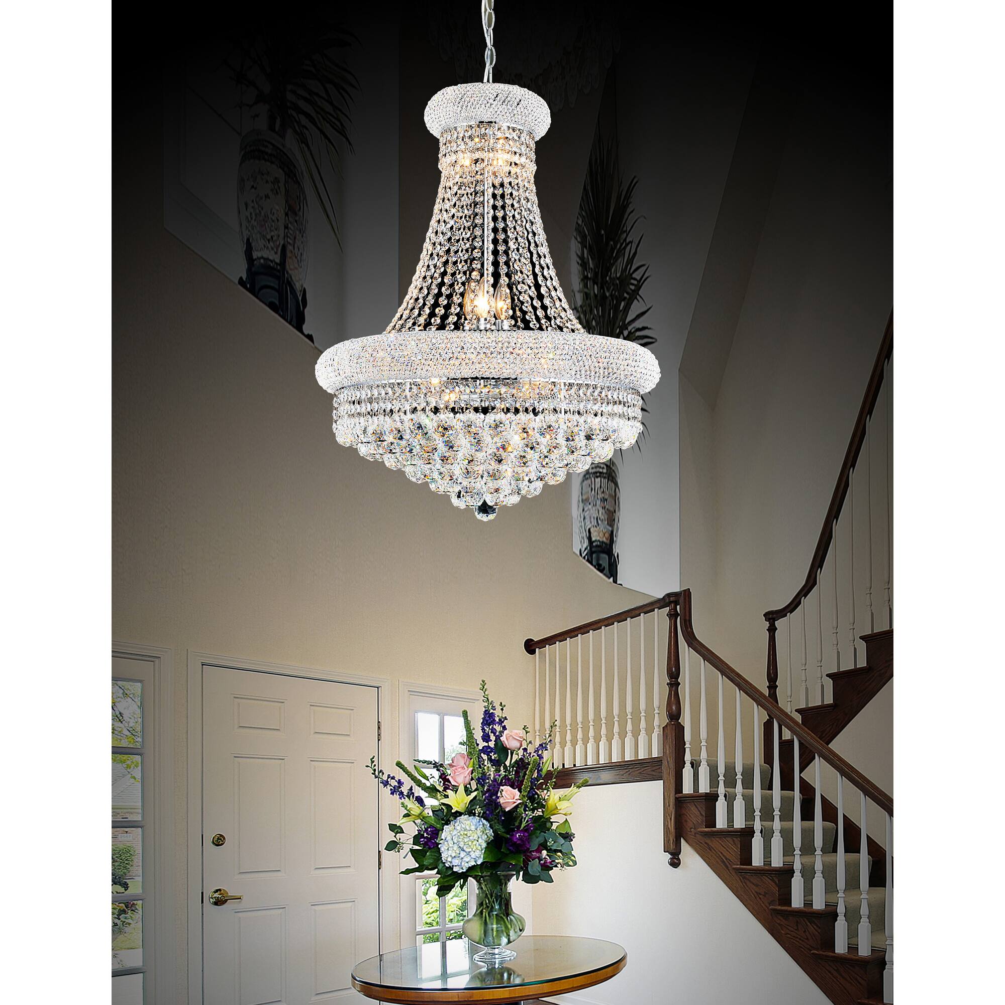 Alt View 2. CWI Lighting - Empire 18 Light Down Chandelier With Chrome Finish - Chrome.