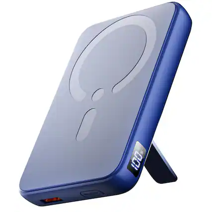 Front. Trigiz - Magnetic Power Bank, 12,000mAh Portable Charger with 20W USB-C Fast Charging for iPhone 13-17 Series - Blue.
