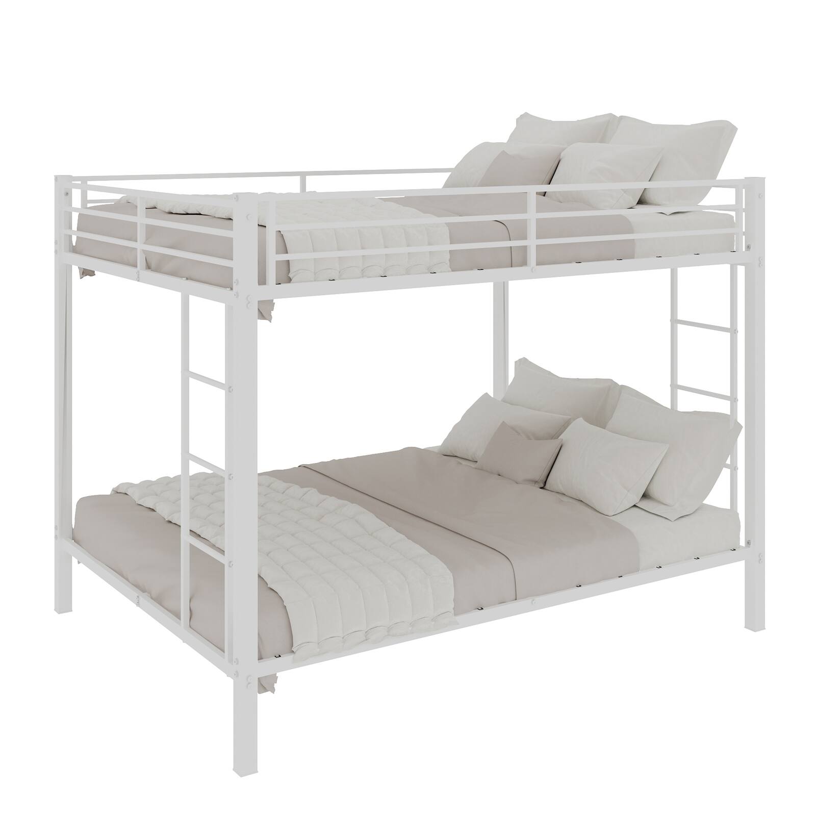 Alt View 6. Loheer - Loheer Heavy Duty White Metal Queen Bunk Bed Space Saving Square Tube Iron Frame - White.