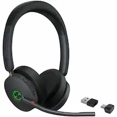 Front. Yealink - Yealink BH74 Headset - Stereo - Wireless - Bluetooth - 164 ft - 20 Hz to 20 kHz - Over-the-head, On-ear - Binaural - Black.