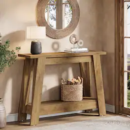 Tribesigns - 41.3" Farmhouse Console Table, 2-Tier Wooden Entryway Table with Storage, Rustic Narrow Behind Couch for Living Room, Ha - Natural