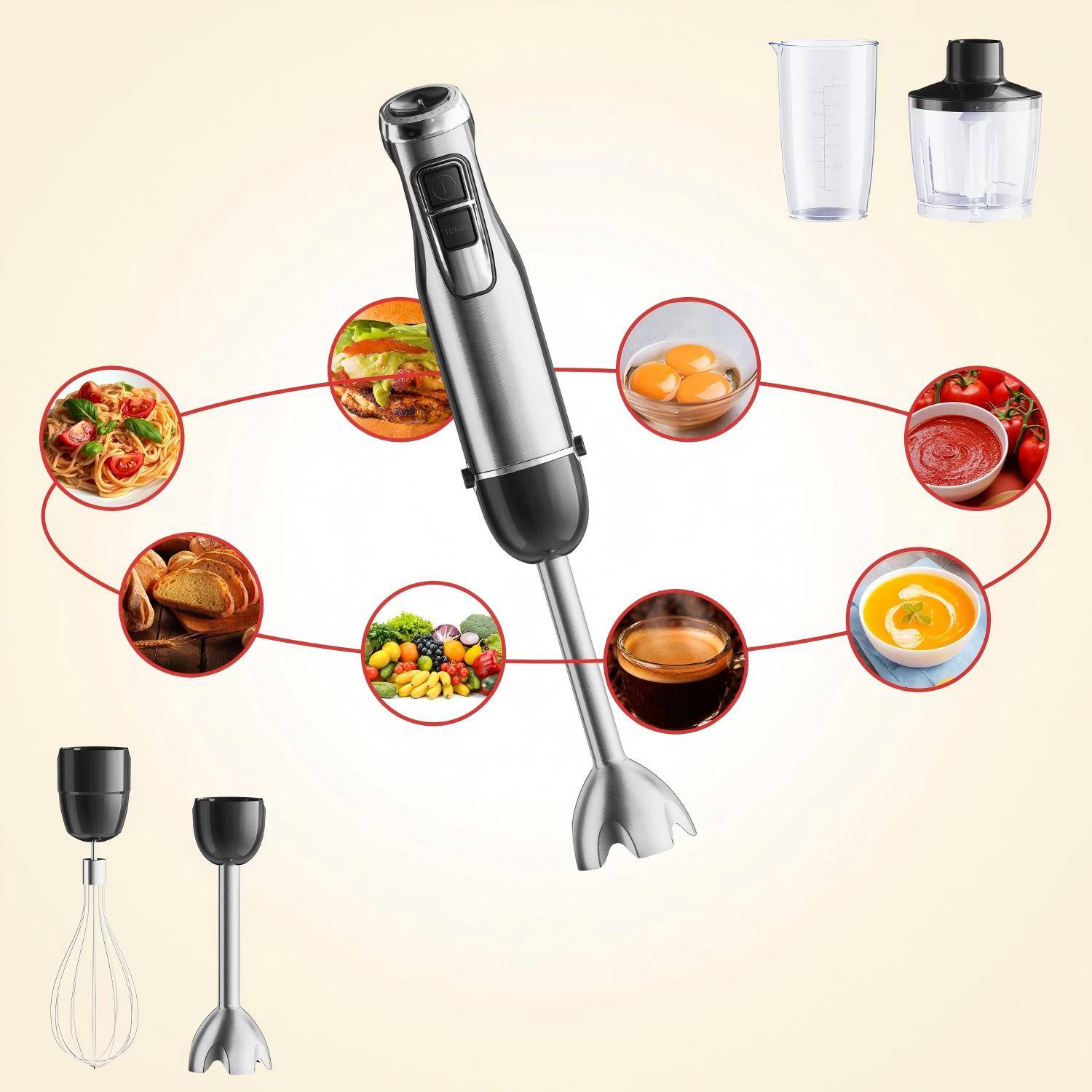 Alt View 1. Luckbyte - 4 In 1 1200W Handheld Immersion Blender - Silver.
