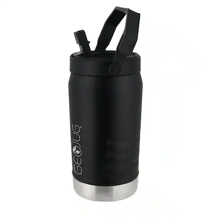 Front. Brentwood - Brentwood GeoJug 64oz Stainless Steel Insulated Sports Water Jug in Black - Black.