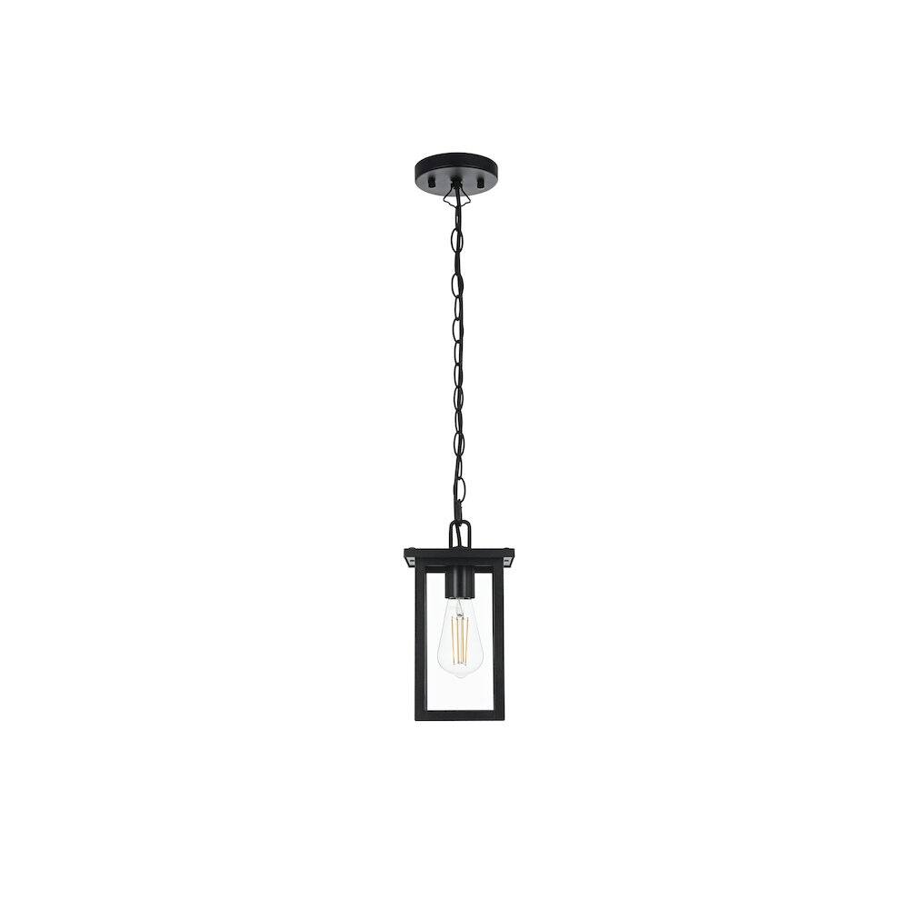 Back. Elegant Lighting - Venango 7 inch Outdoor Pendant in Black - Black.