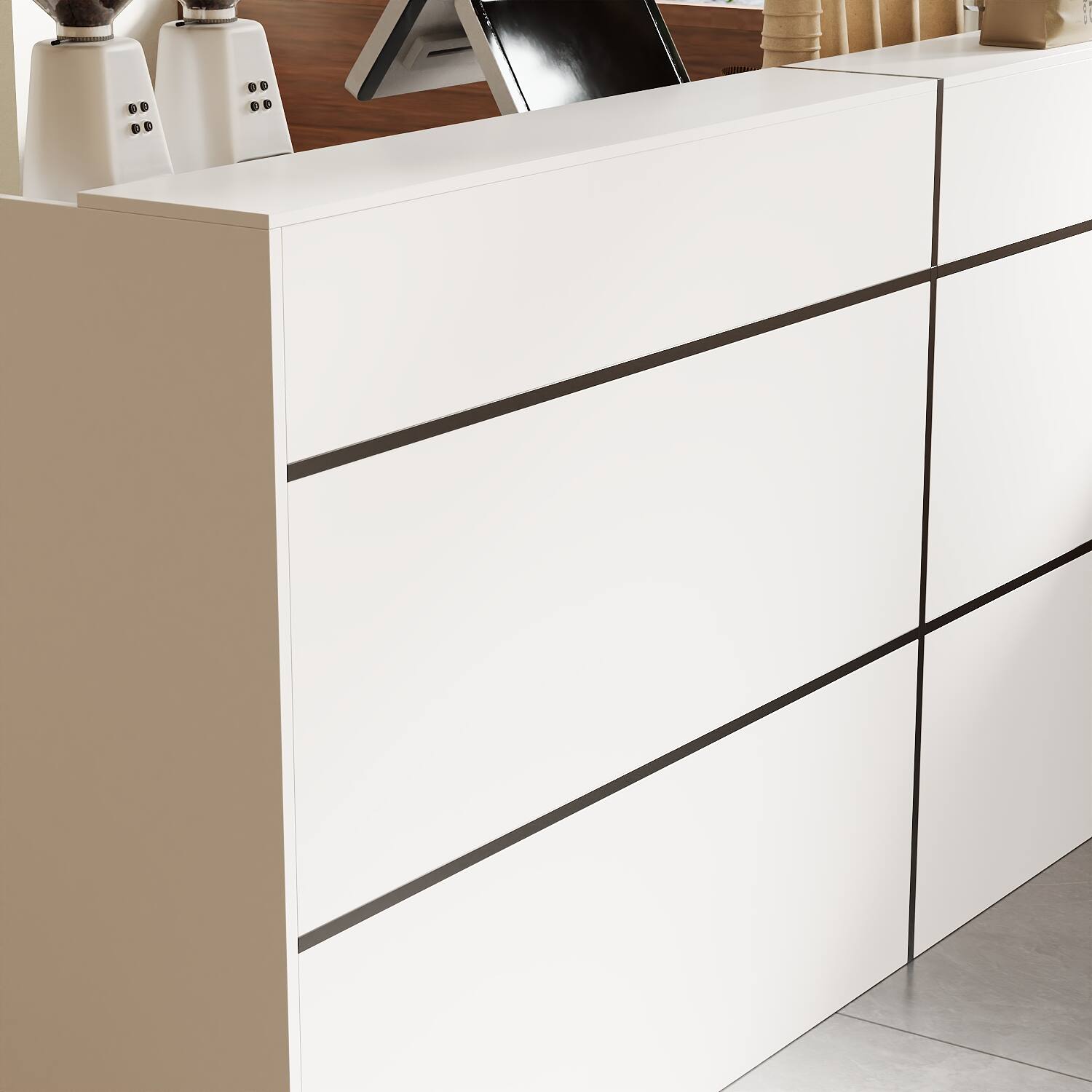 Alt View 7. Famapy - Famapy Minimalist Café Reception Desk: Streamlined Design for Organized, Welcoming Service Areas - White.