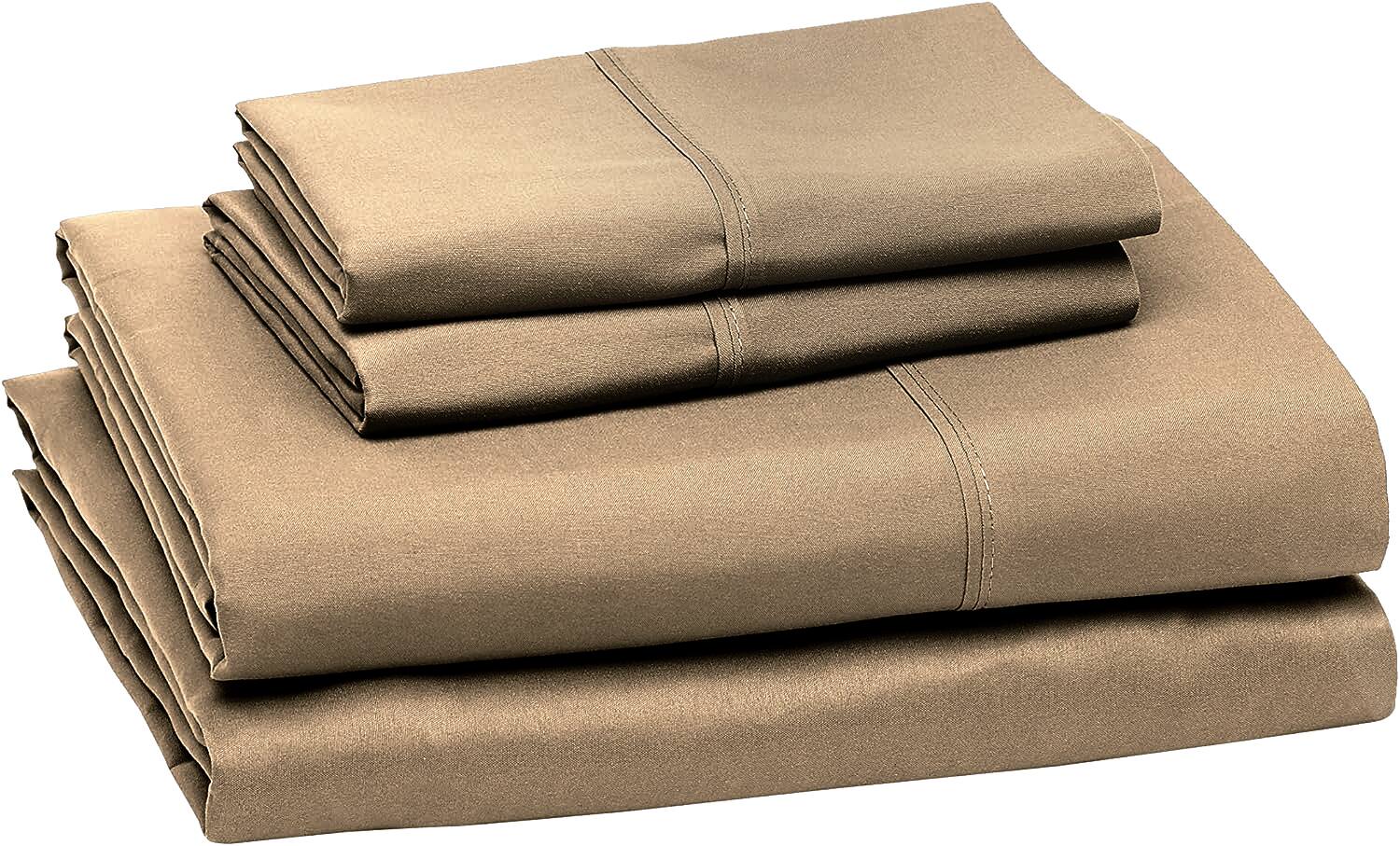 Back. J&V TEXTILES - 1000 Thread Count Deep Pocket Luxury Sheets - Taupe - Taupe.