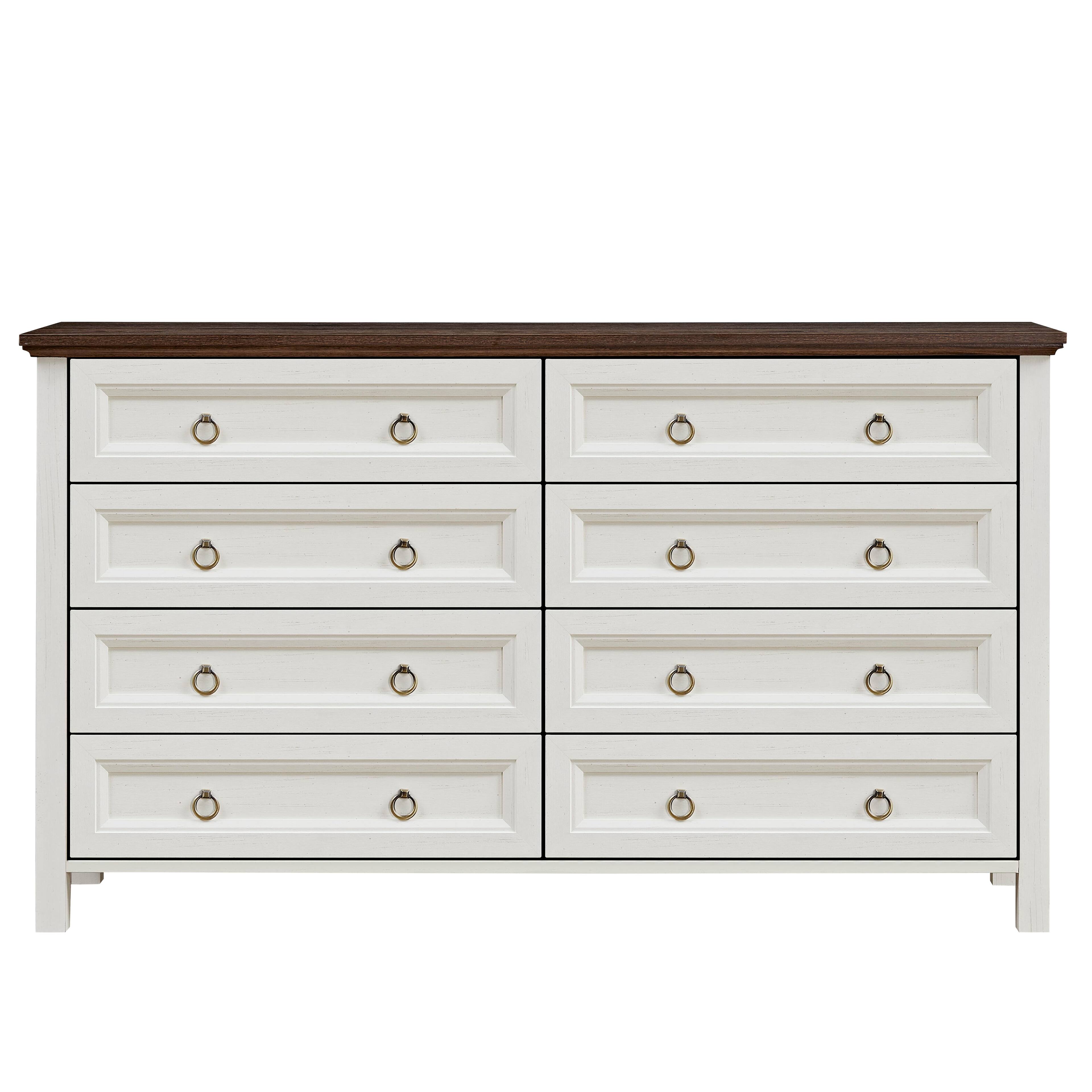 Alt View 1. Boyel Living - Farmhouse 8 Drawers Dresser Chests for Bedroom, Wood Rustic Tall Chest of Drawers, Dressers Organizer for Bedroom - White.