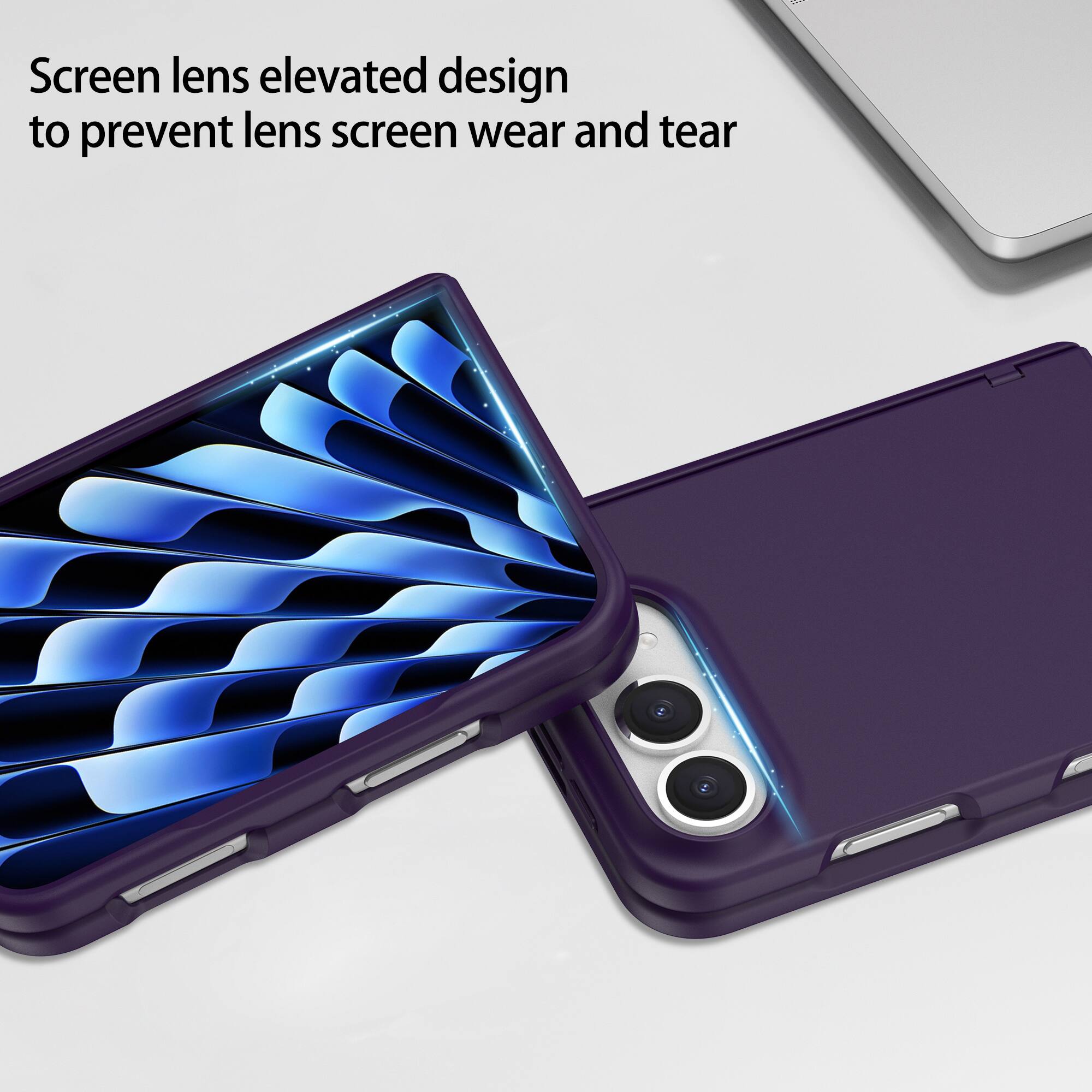 Screen lens elevated design to prevent lens screen wear and tear