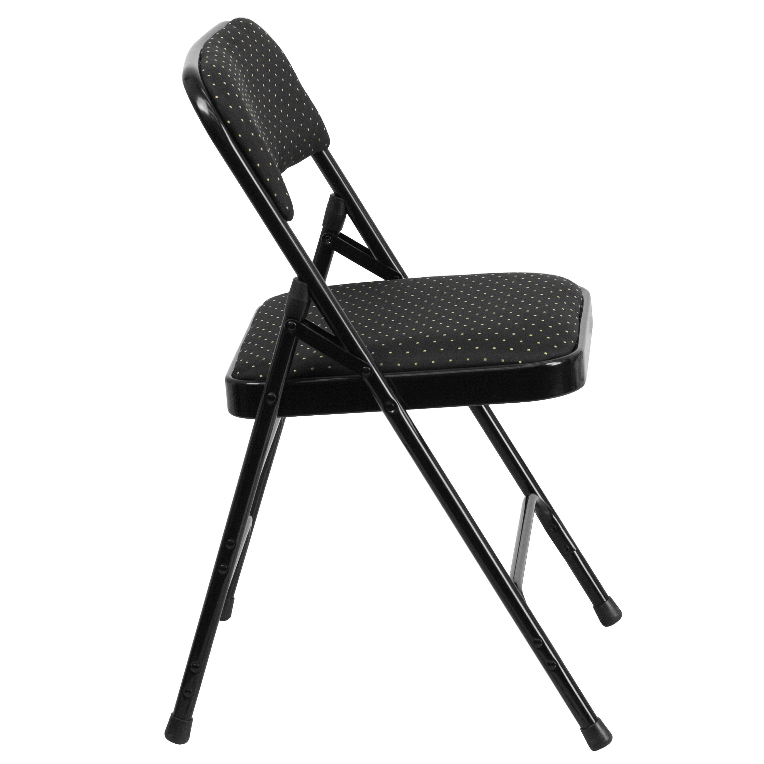 Alt View 7. Emma + Oliver - 2 Pack Home & Office Party Events Fabric Padded Metal Folding Chair - Black Patterned.