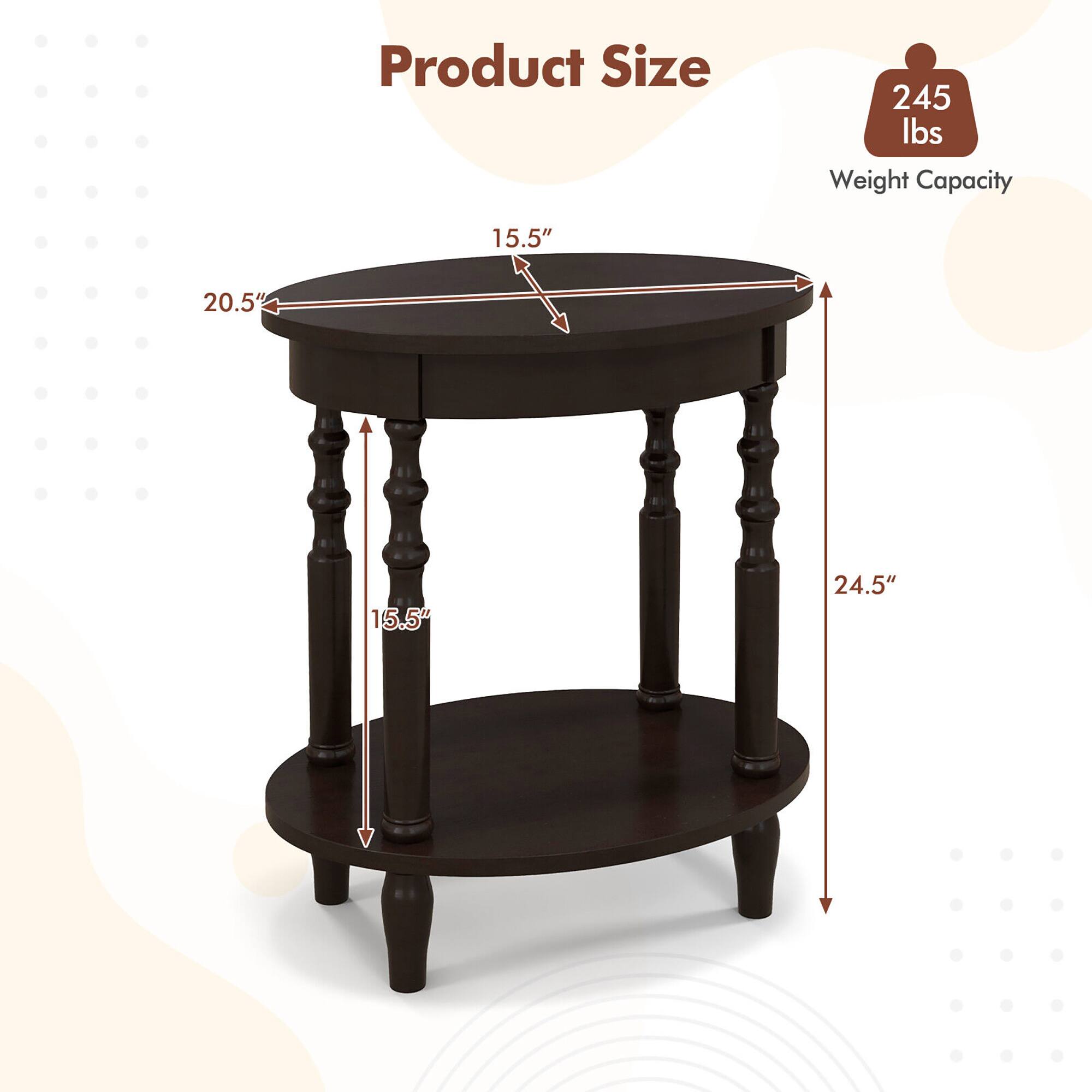 Product Size  
Weight Capacity: 245 lbs  
Dimensions:  
- Diameter: 20.5"  
- Height: 24.5"  
- Leg Width: 15.5"