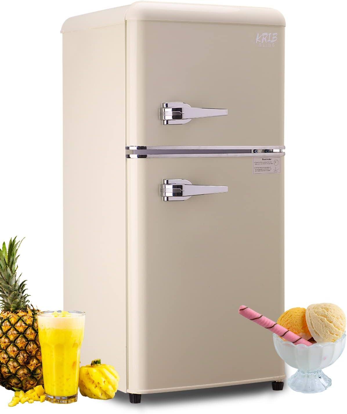 Front. Aukfa - 3.5Cu.Ft Compact Refrigerator with Freezer - 2 Door, 7 Level Thermostat, Removable Shelves for Kitchen/Dorm/Office - Cream.