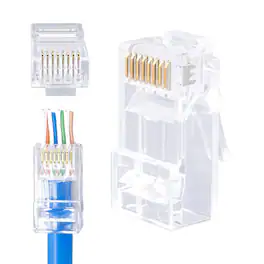 ACJPR - Cat6 RJ45 Pass-Through Connectors 100-Pack, for Solid or Stranded UTP Cable
