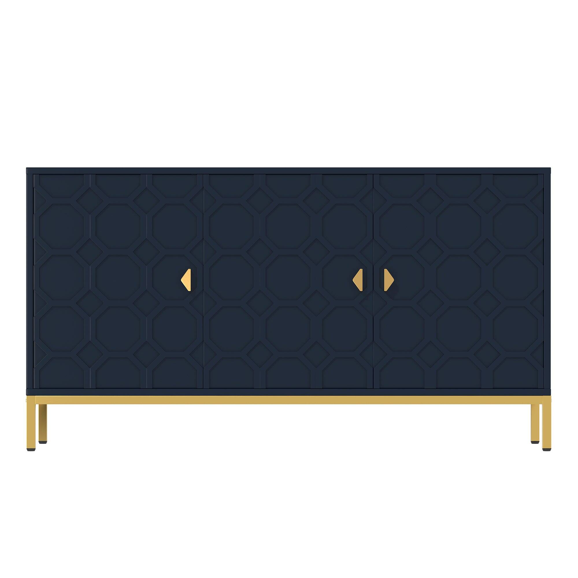Alt View 1. Boyel Living - Freestanding Storage Cabinet 3-Door Accent Cabinet - Navy.