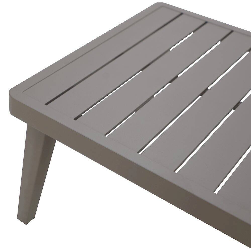Angle. Outdoor Escape - Brown Metal Outdoor Coffee Table, Rectangular Patio Coffee Table - Brown.