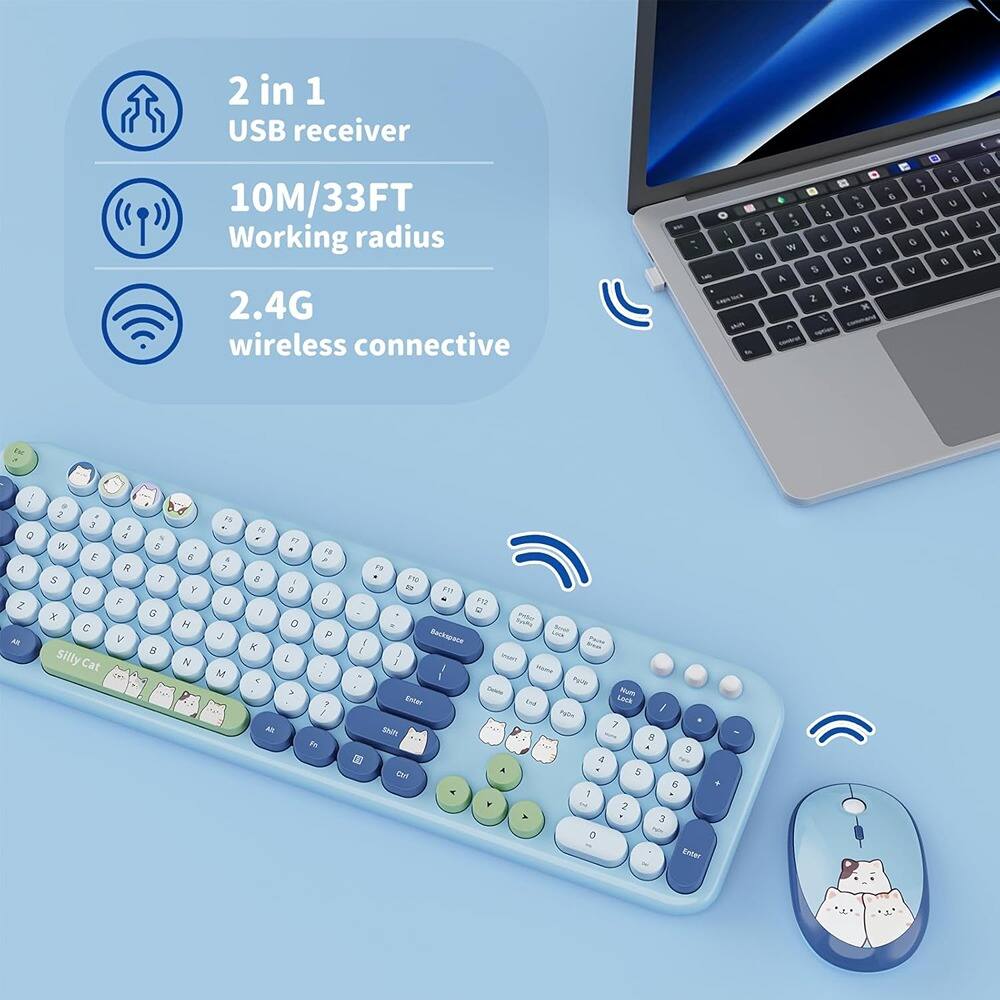 MOSZAR LLC Wireless Keyboard and Mouse Combo, 2.4GHZ