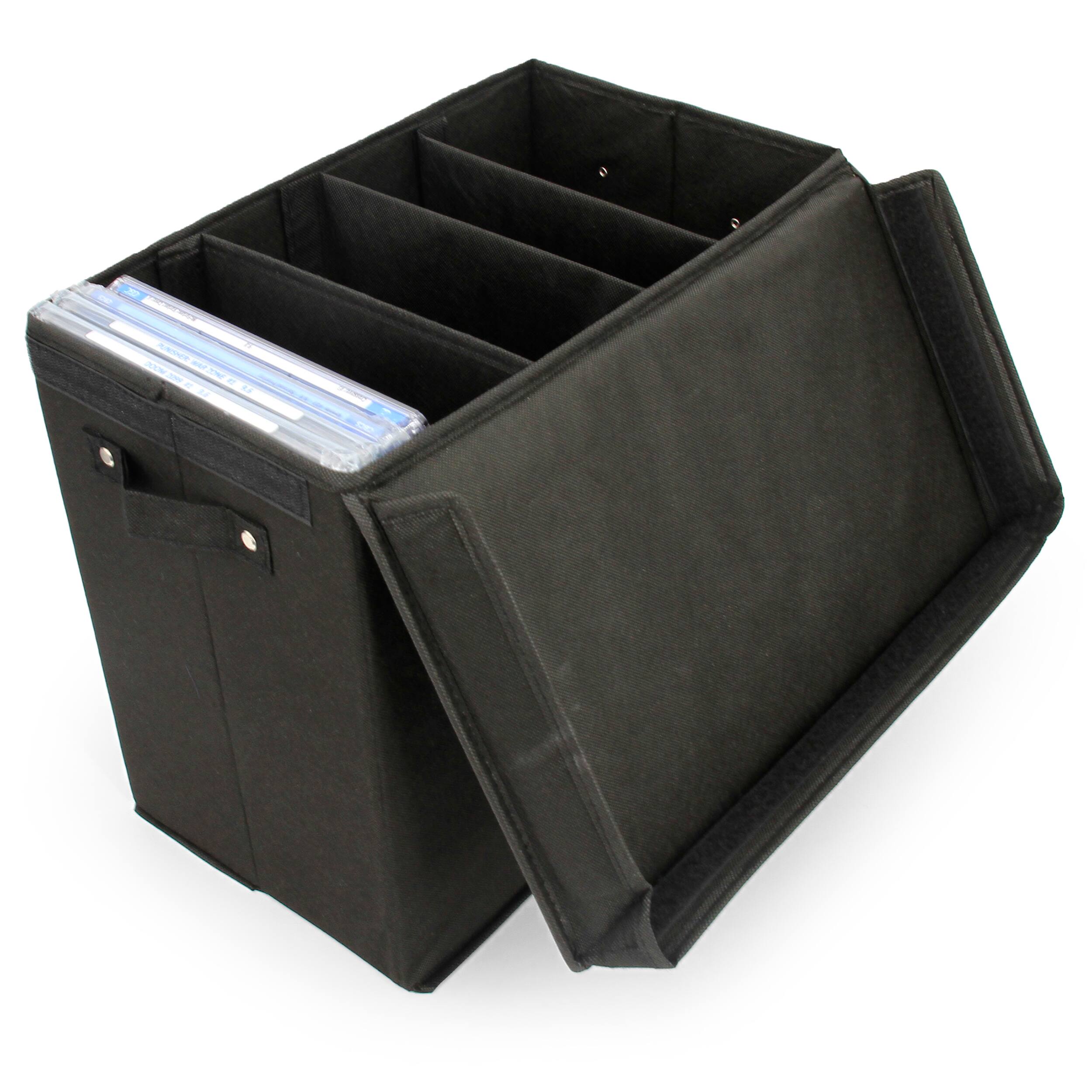 Alt View 4. CASEMATIX - Graded Comic Book Storage Bin Holds 28 Slabs, Lightweight Collapsible Comic Case with Carry Handles & 3 Dividers.