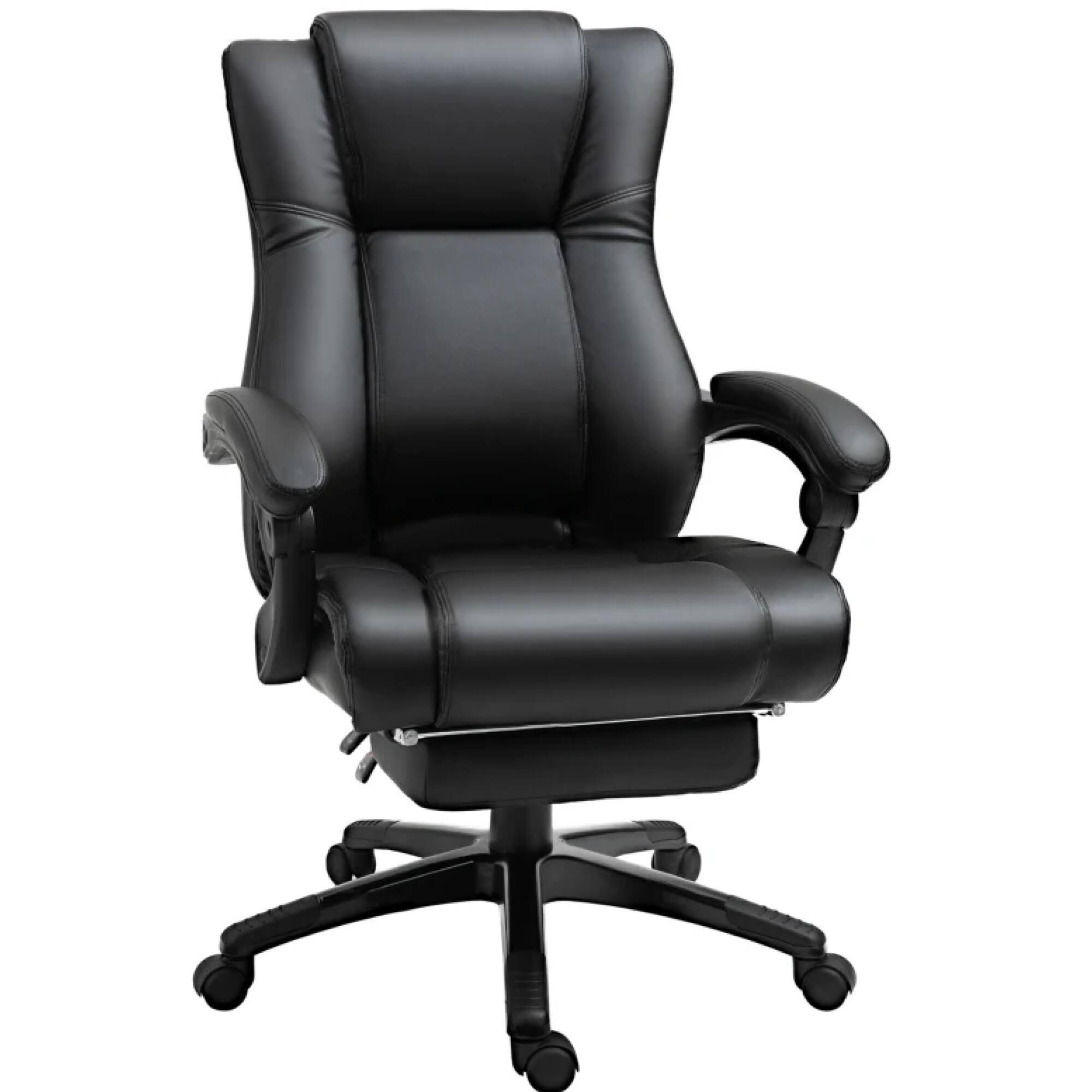 Angle. GOODSILO - Ergonomic High-Back Executive Office Chair with Adjustable Height and Retractable Footrest for Optimal Comfort - Black.
