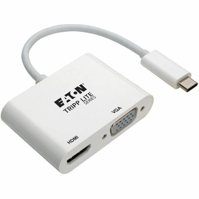 Eaton Tripp Lite Series USB-C Multiport Adapter (M/2xF) - 4K HDMI, VGA, White - for Notebook/Tablet PC/Desktop
