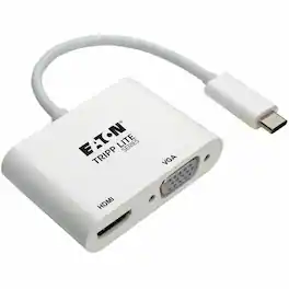 Eaton Tripp Lite Series USB-C Multiport Adapter (M/2xF) - 4K HDMI, VGA, White - for Notebook/Tablet PC/Desktop