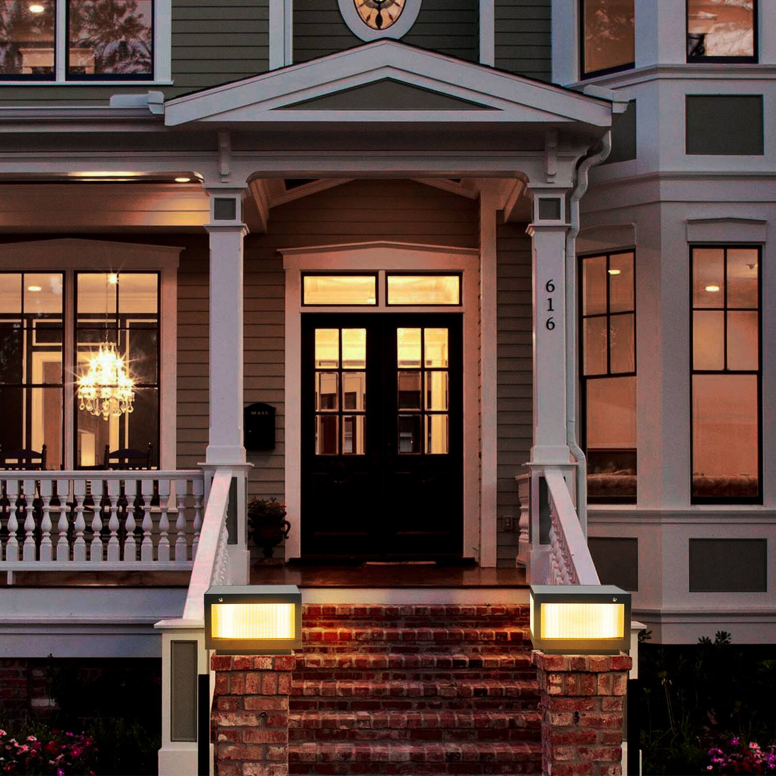 Alt View 2. APRILSOUL - 12 inch Black Solar Powered LED Post Cap Light Modern Outdoor LED Fence Light for Pathways Decks and Patios (1-Pack) - Black.