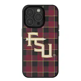 Keyscaper - NCAA - Florida State Seminoles Plaid Magnetic Bump iPhone Case - 14 - Black