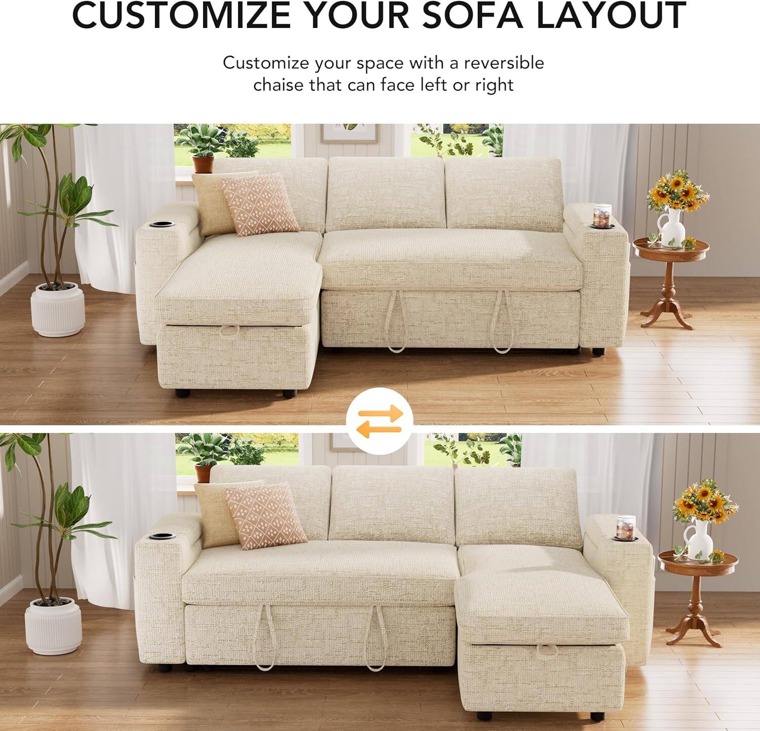 CUSTOMIZE YOUR SOFA LAYOUT

Customize your space with a reversible chaise that can face left or right