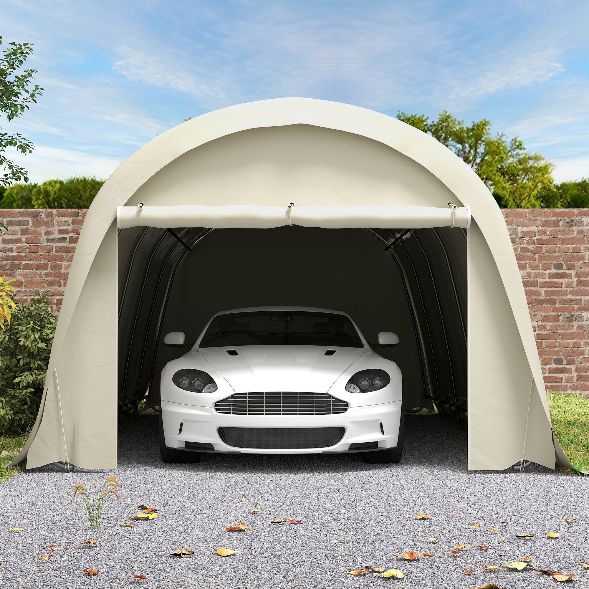 Alt View 8. Outsunny - 12' x 23.6' Heavy Duty Carport, Portable Garage Car Canopy Tent with UPF50+ Sun Protection, Galvanized Frame.
