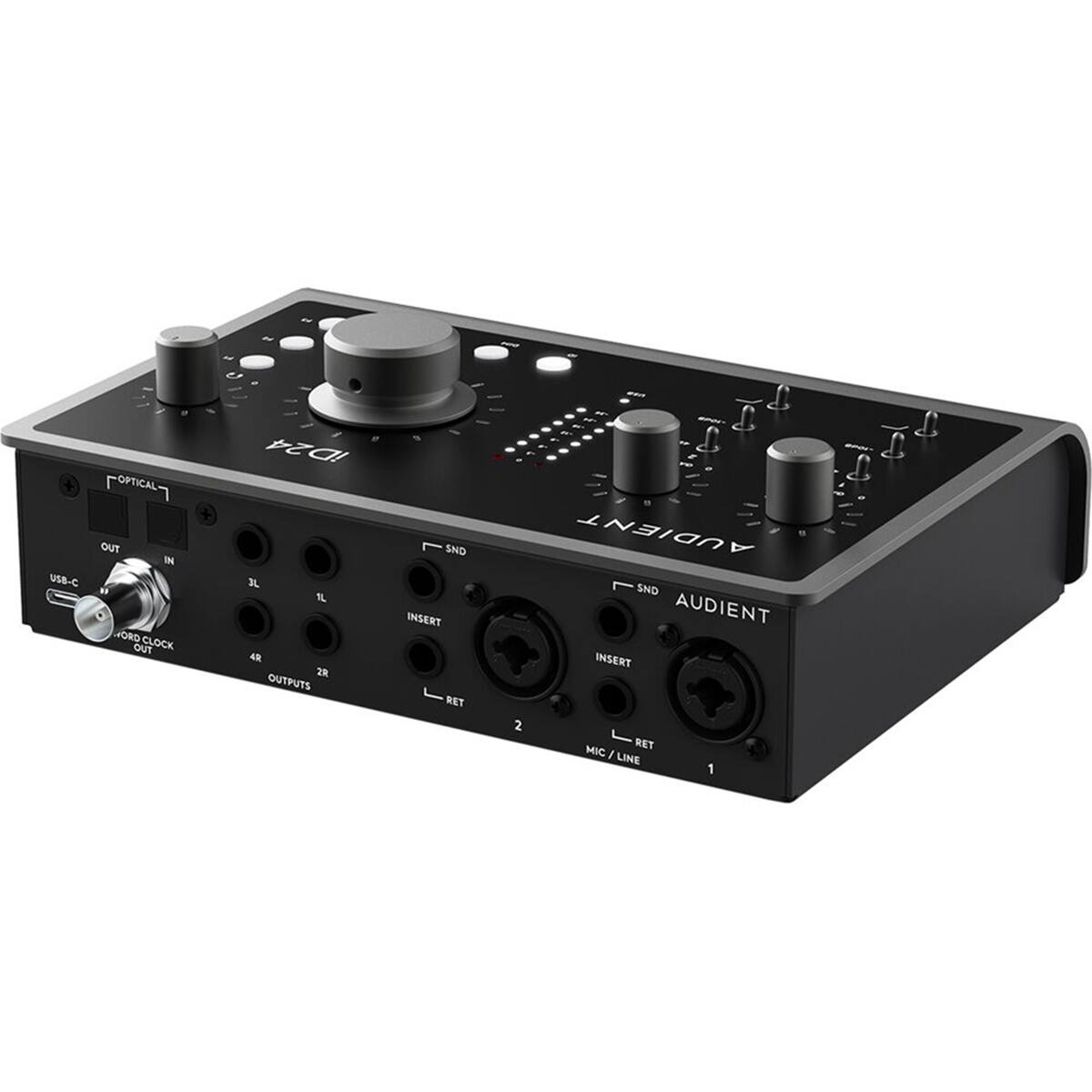USB-C  
OPTICAL IN  
WORD CLOCK IN  
WORD CLOCK OUT  
ID24  
2R OUTPUTS  
SND INSERT  
AUDIENT SND INSERT  
RET  
MIC LINE 1