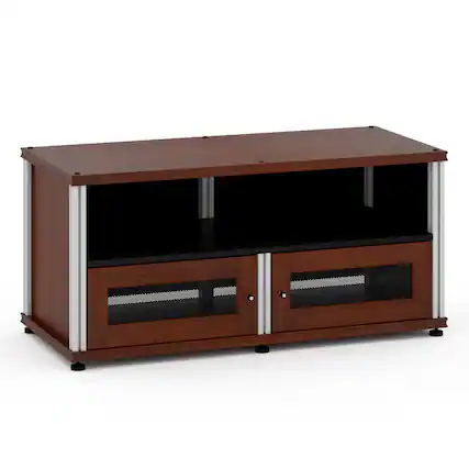 Front. Salamander Designs - Salamander Designs Synergy 229 Twin AV Cabinet (American Cherry with Aluminum Posts) - Dark Walnut.