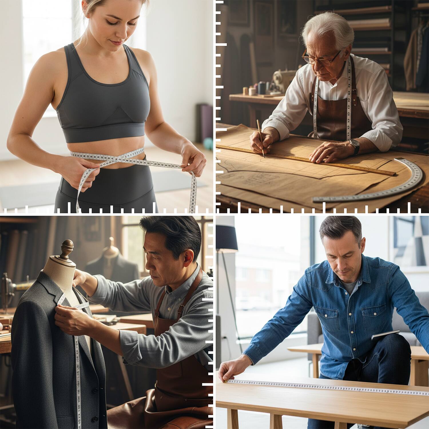 Angle. Garnen - 4x Body Measuring Tape Body Tape Measure, 60" Soft Flexible Measuring Tape for Body Measurements Sewing Fabric Clothing - White|Pink|Blue|Green.