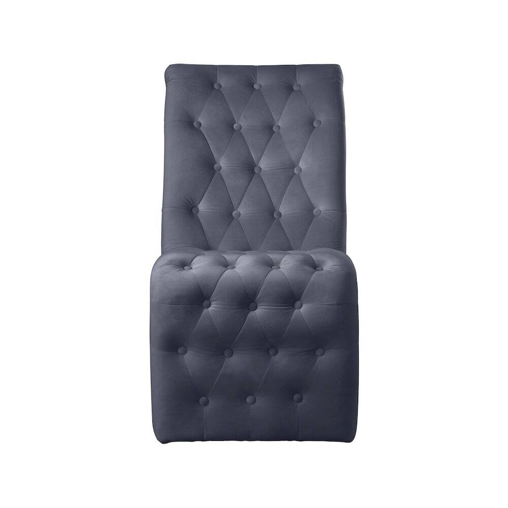 Alt View 3. Meridian Furniture - Curve Grey Velvet Dining Chair, Set of 2 - Grey.
