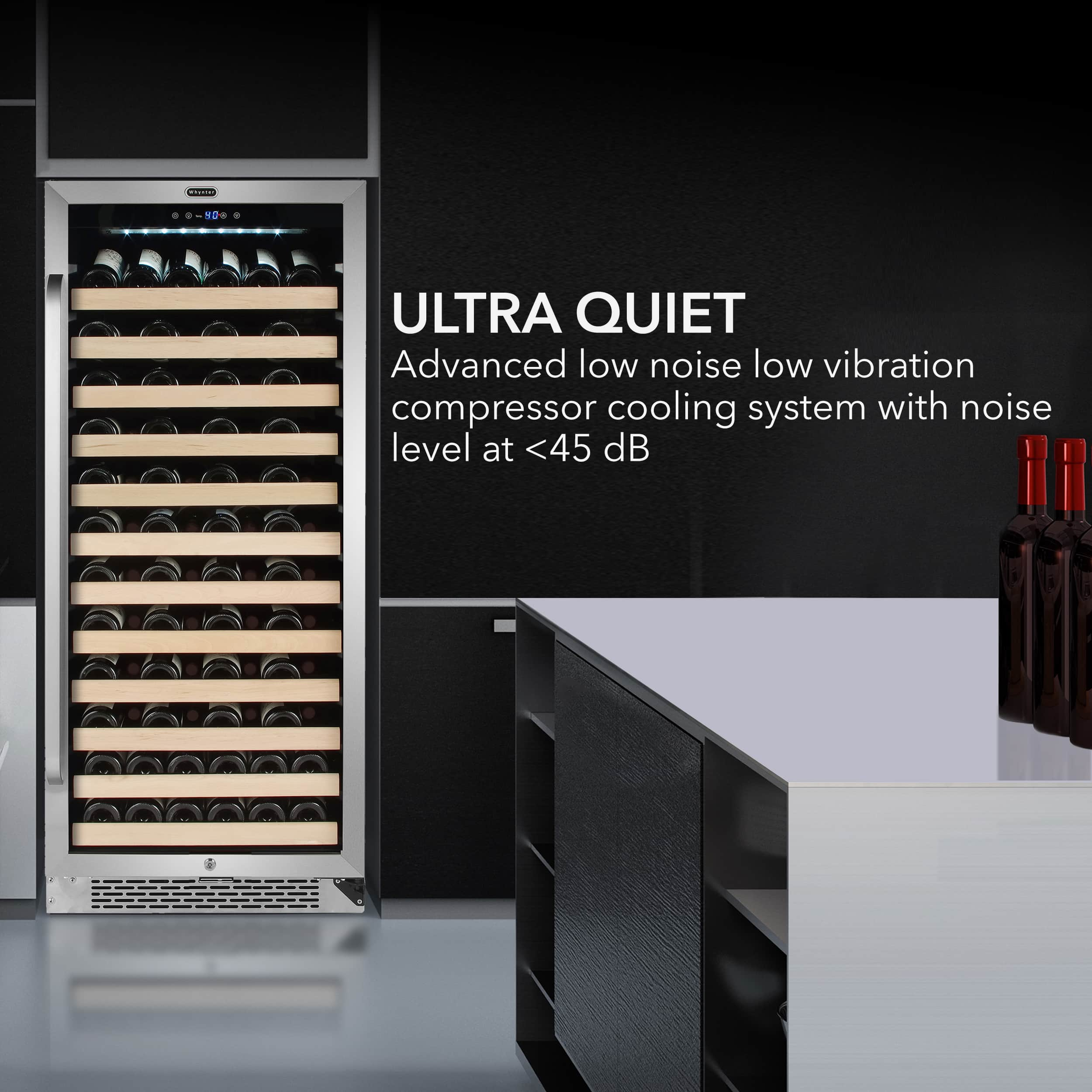 Left View: Vinotemp - 7-Bottle Built-In Wine Cooler - Black