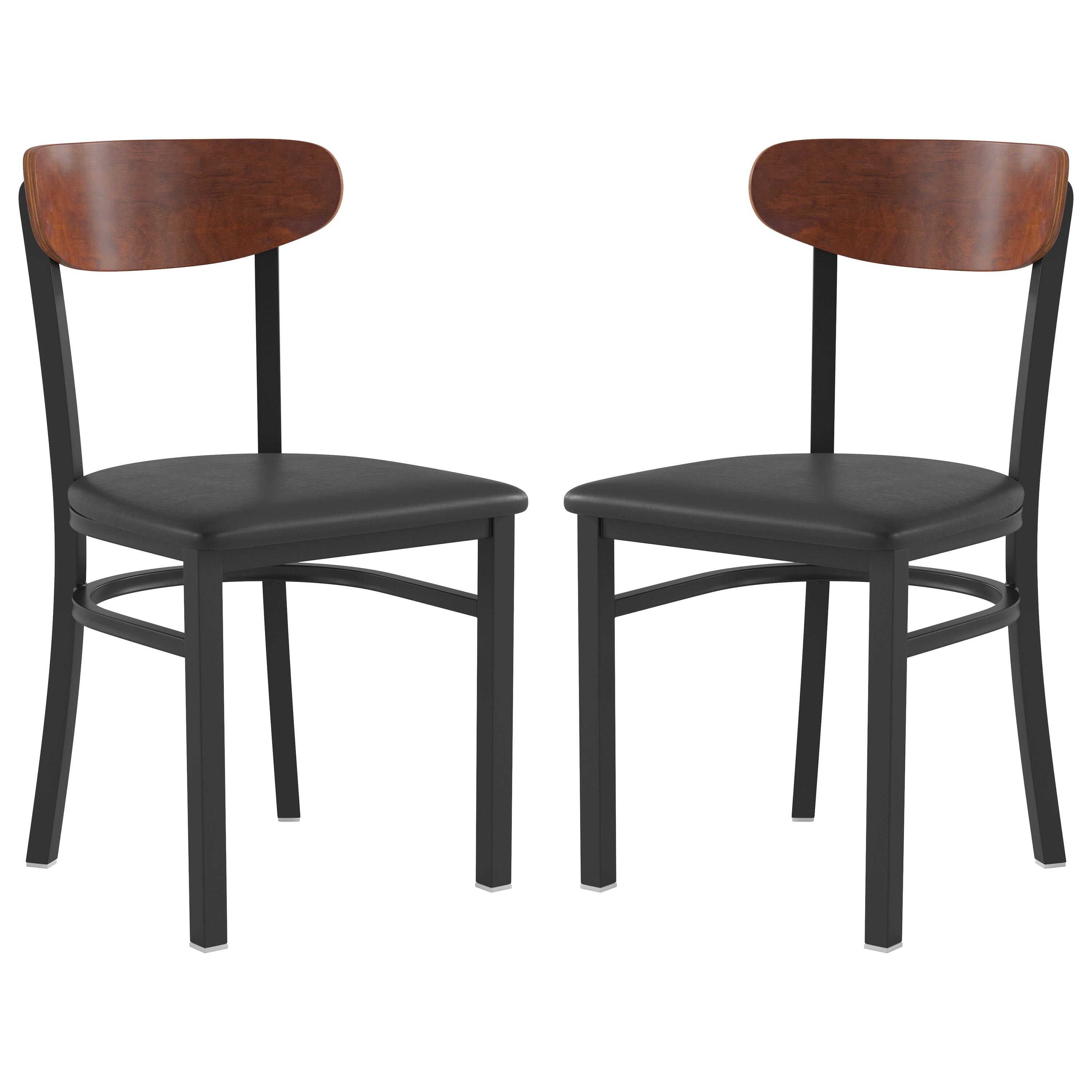 Walnut Wood Back/Black Vinyl Seat