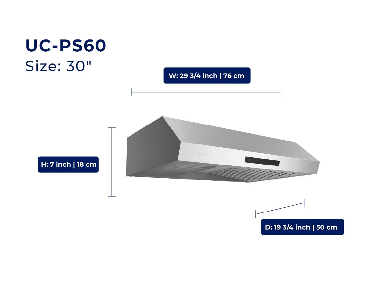 UC-PS60  
Size: 30"  
W: 29 3/4 inch | 76 cm  
H: 7 inch | 18 cm  
D: 19 3/4 inch | 50 cm