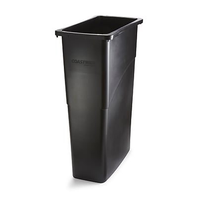Coastwide Professional - Slim Plastic Trash Can with no Lid, 23 Gal. (CW50718) - Black