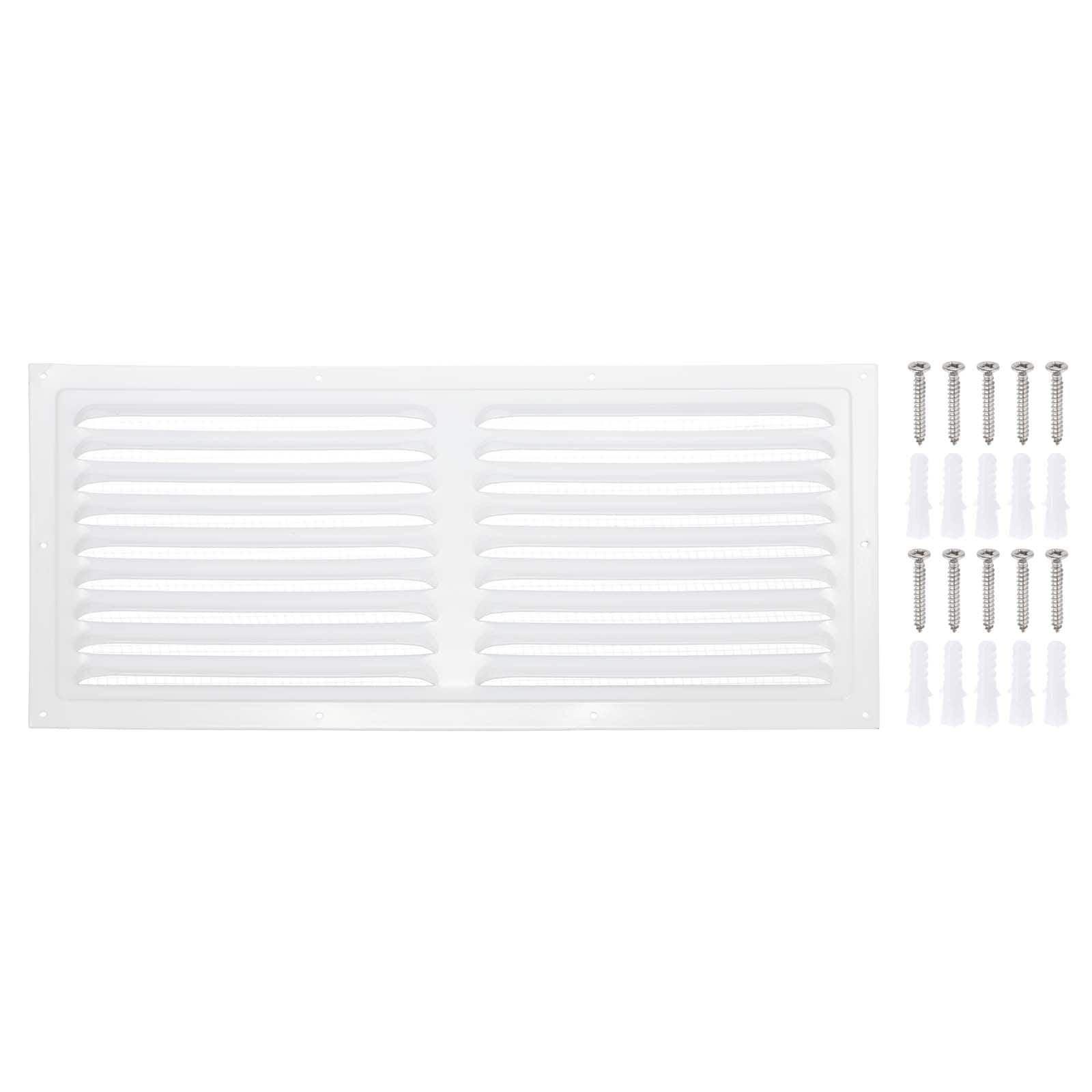 Unique Bargains - 8"x16" Attic Soffit Vent, 1pc Aluminum Alloy HVAC Air Vent Cover with Screen Mesh and Screw for Wall Ceiling Attic - White