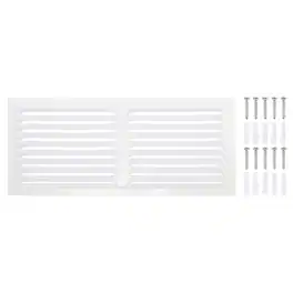 Unique Bargains - 8"x16" Attic Soffit Vent, 1pc Aluminum Alloy HVAC Air Vent Cover with Screen Mesh and Screw for Wall Ceiling Attic - White