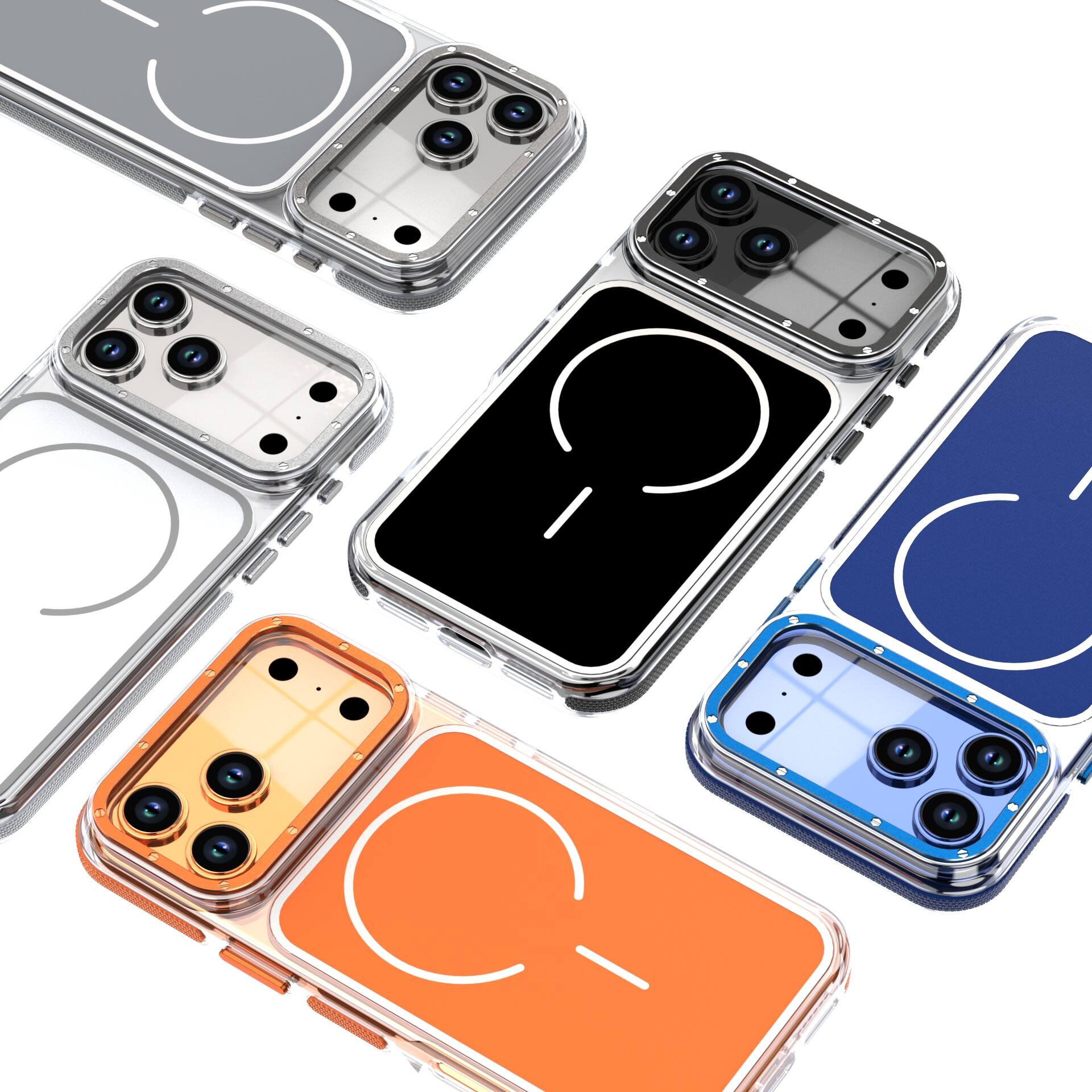 Alt View 3. Dteck - for Apple iPhone 17 Pro Magnetic Clear Case with Independent Aluminum Buttons,Slim Shockproof Rugged Phone Cover - Blue.
