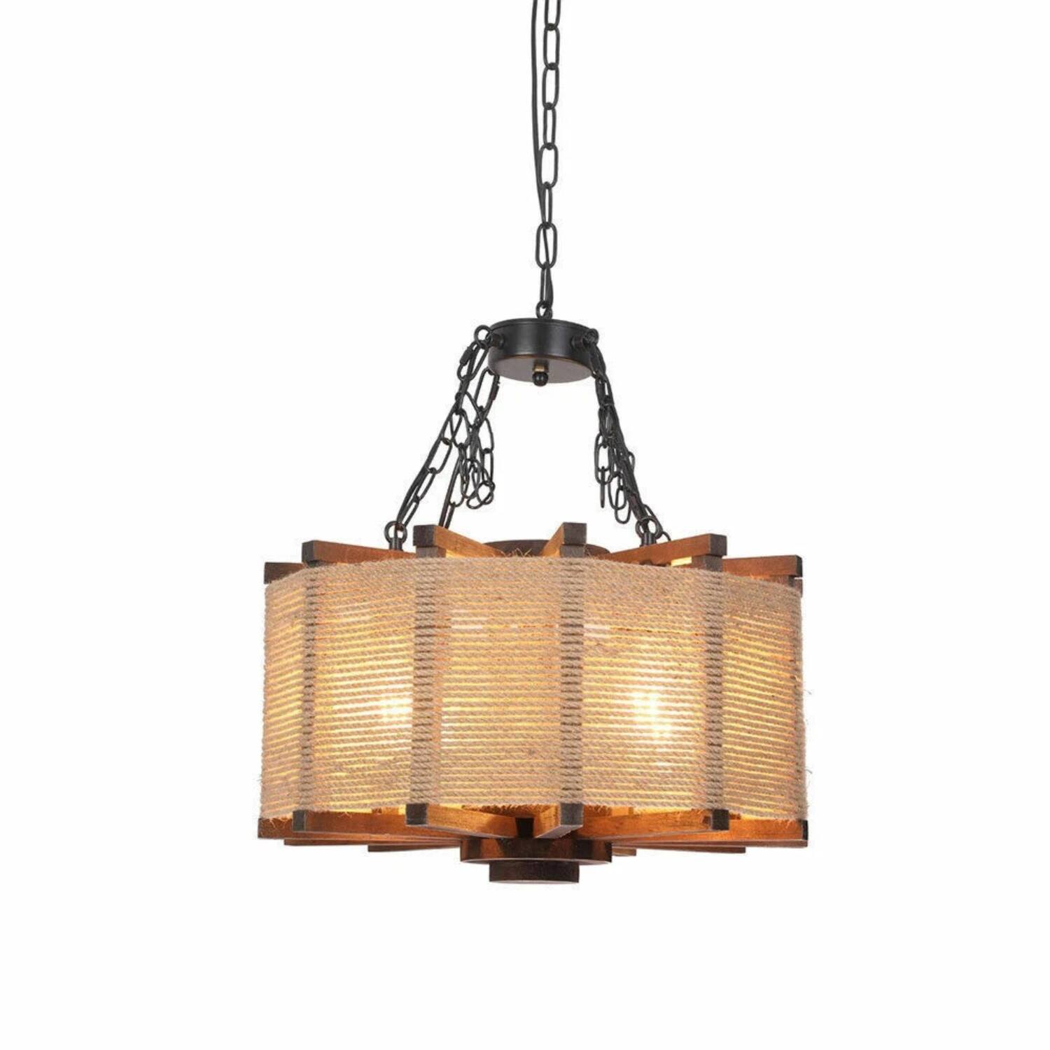 Angle. Stock Preferred - Rustic Vintage Farmhouse 4-Light Pendant Chandelier Ceiling Lamp - Brown.