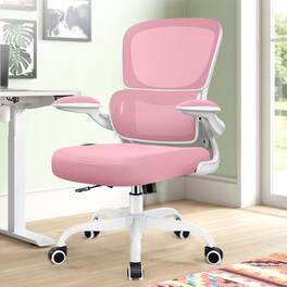 Brick Attic - Ergonomic Office Chair with Lumbar Support and Adjustable Armrests, Breathable Mesh Mid Back Desk Chair - Pink