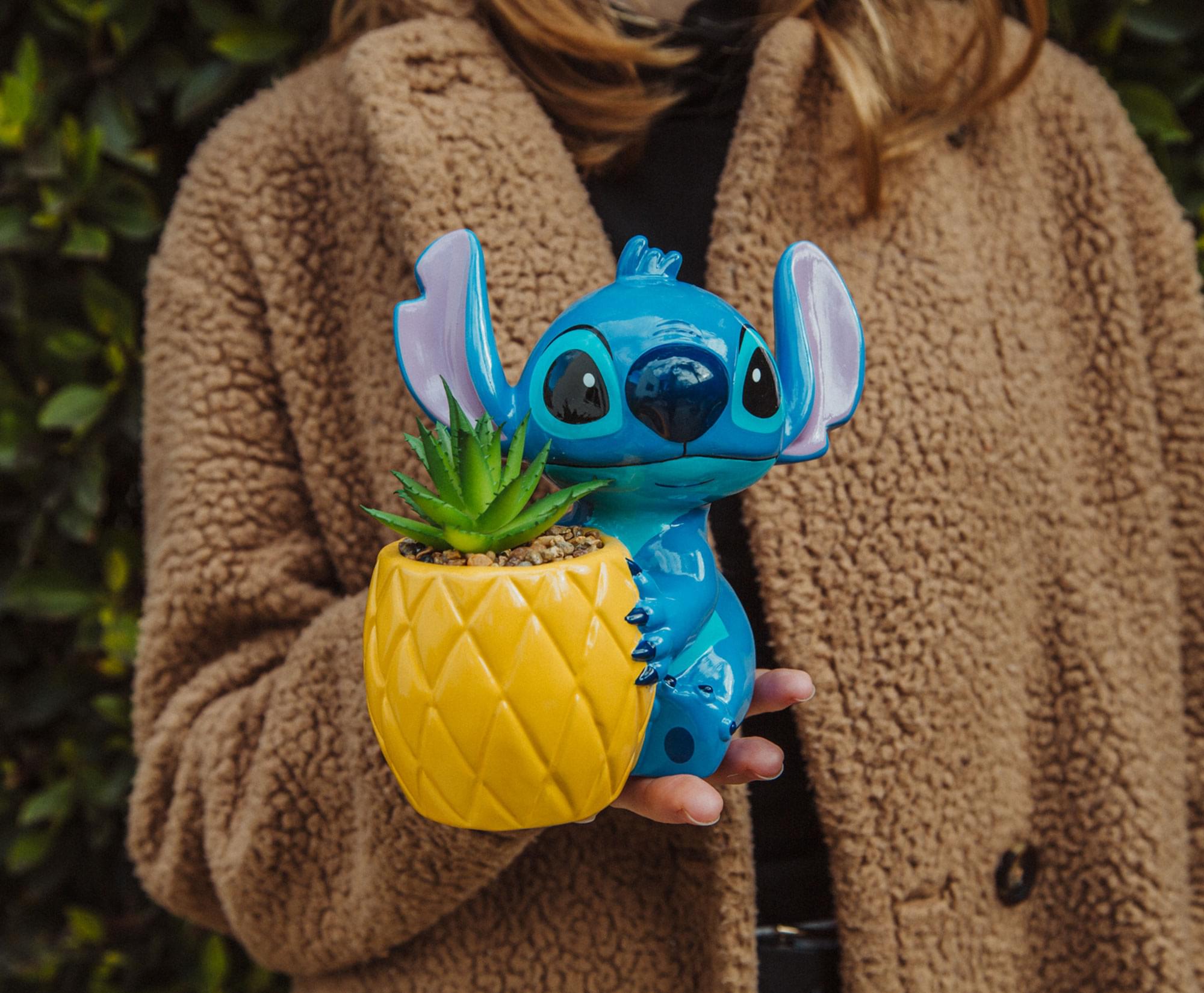 Alt View 5. Silver Buffalo - Disney Lilo & Stitch Pineapple 6-Inch Planter With Artificial Succulent - Blue.