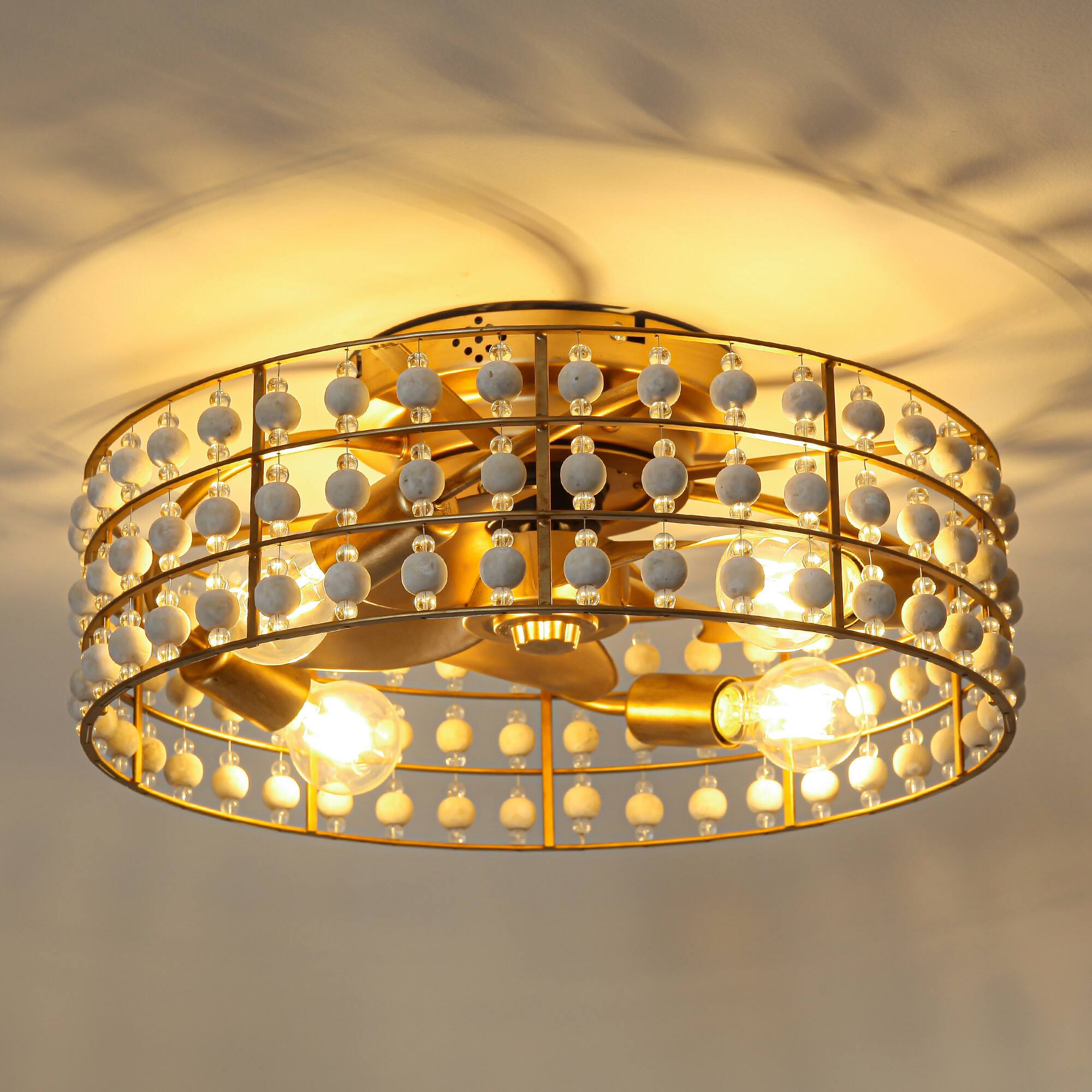 Alt View 8. Parrot Uncle - 18.3 in. Caged Smart Ceiling Fan with Light and Remote and APP Control - Antique Gold.